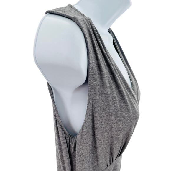 WHBM Gray Knit Faux Wrap Asymmetrical Rhinestone Trim V-Neck Dress Women Sz XS - Picture 5 of 10